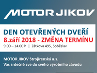 Přijďte na den otevřených dveří v MOTORU JIKOV Strojírenská a.s. v Soběslavi